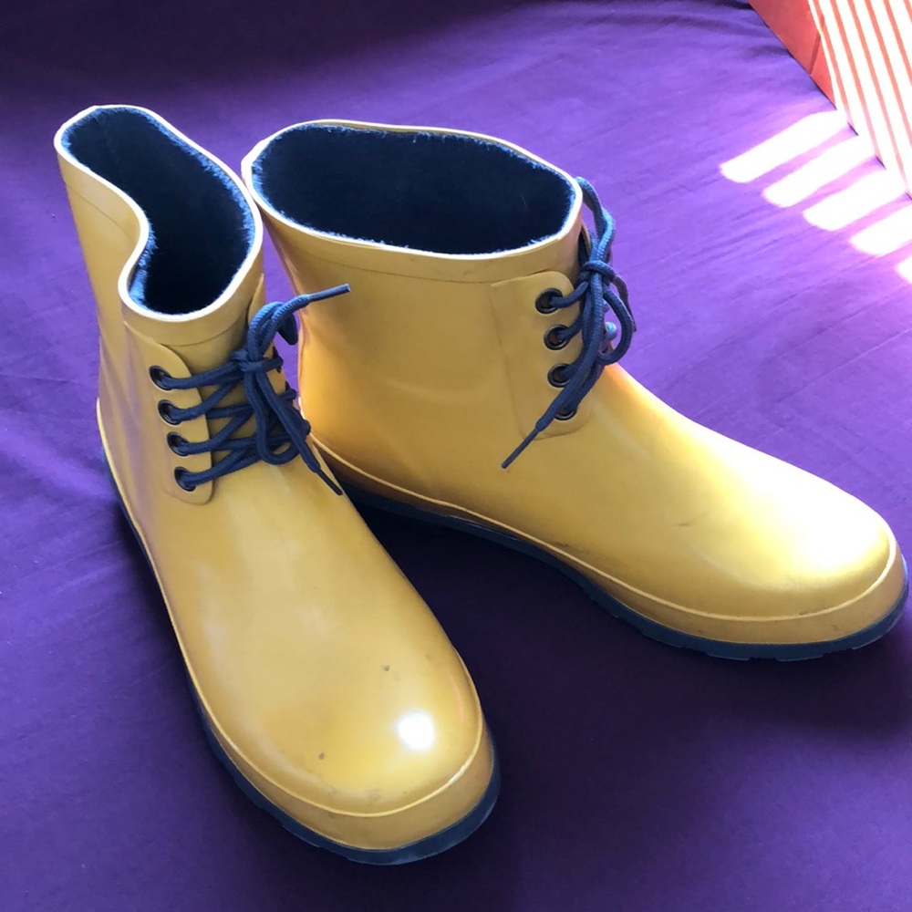 Yellow rain boots